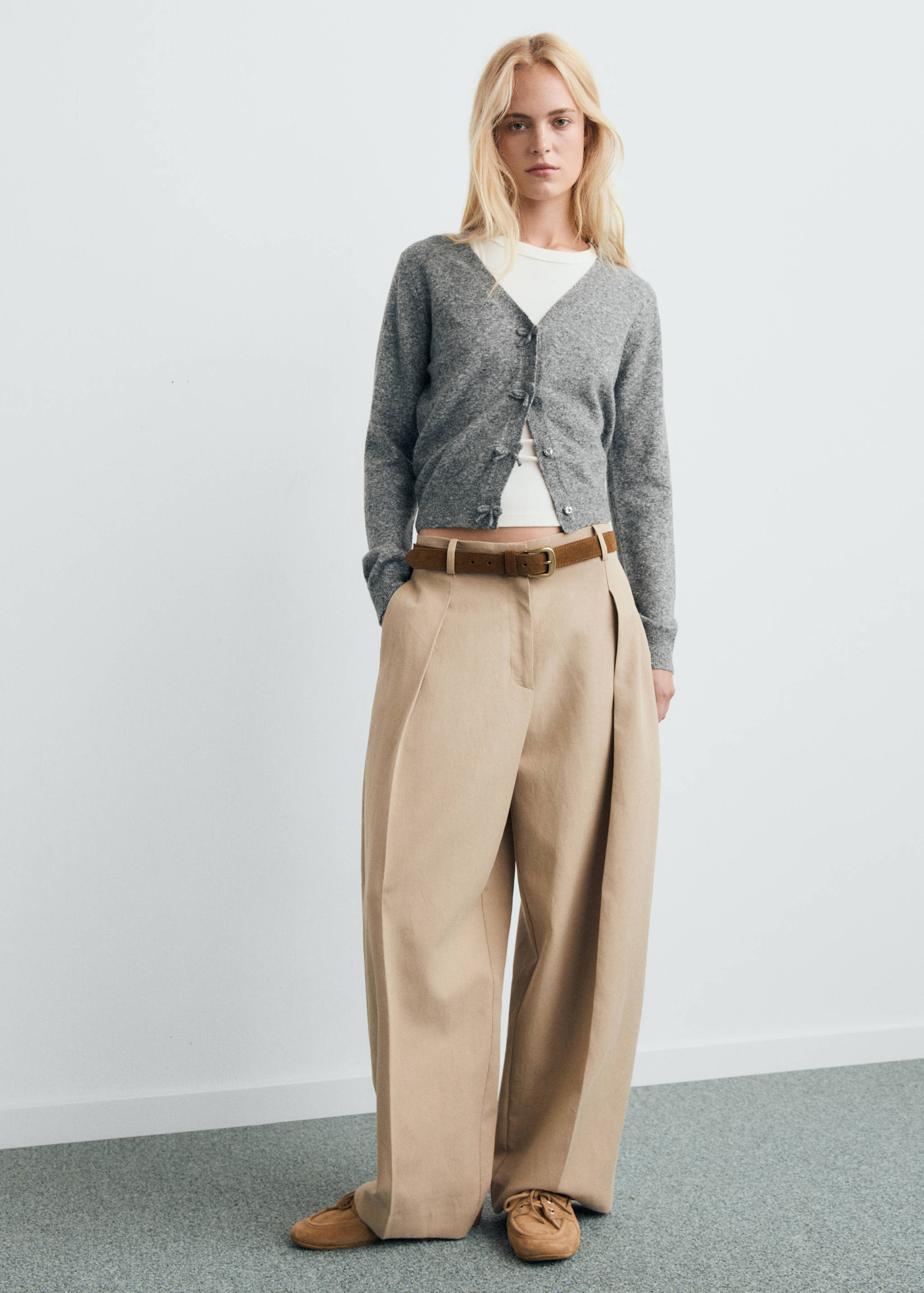 Cardigan col en V laine mélangée - Plan général