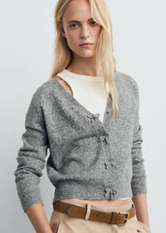 V-neck wool-blend cardigan — Medium Heather Grey 1