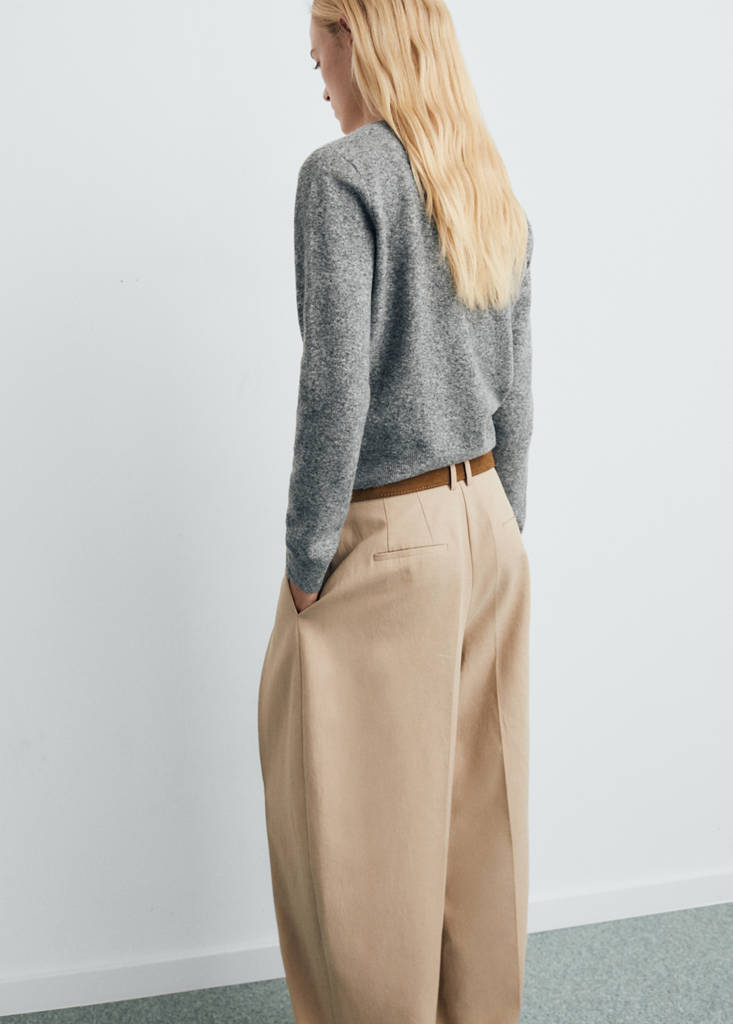 V-neck wool-blend cardigan — Medium Heather Grey
