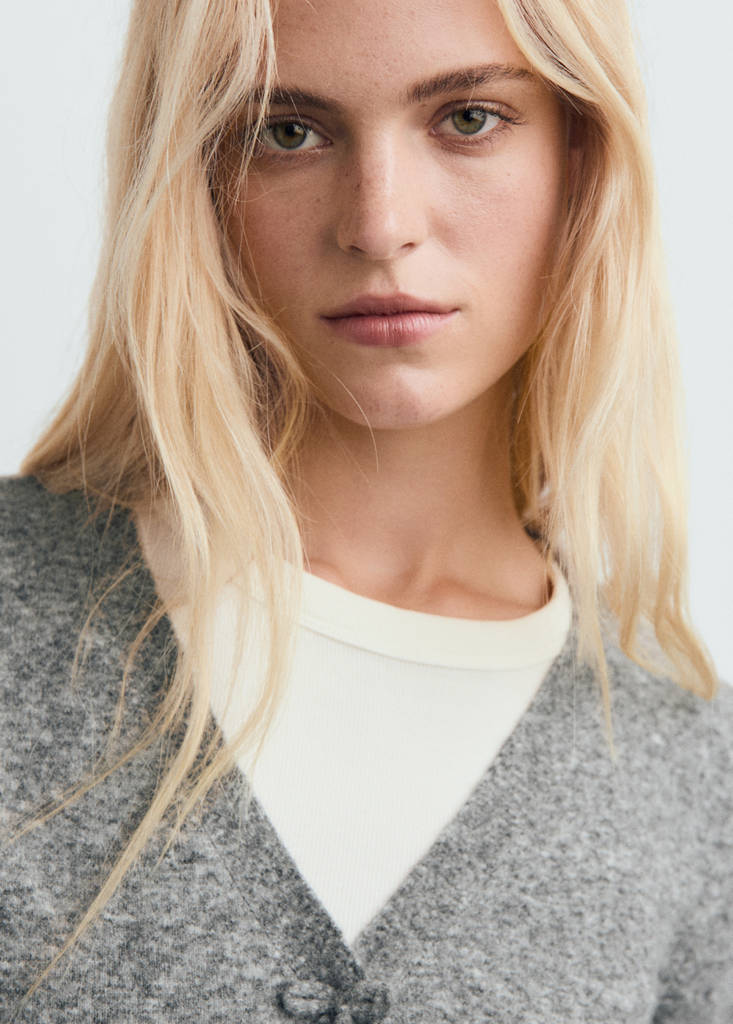 V-neck wool-blend cardigan — Medium Heather Grey