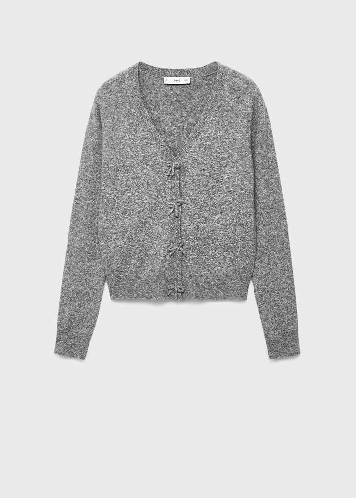 V-neck wool-blend cardigan — Medium Heather Grey