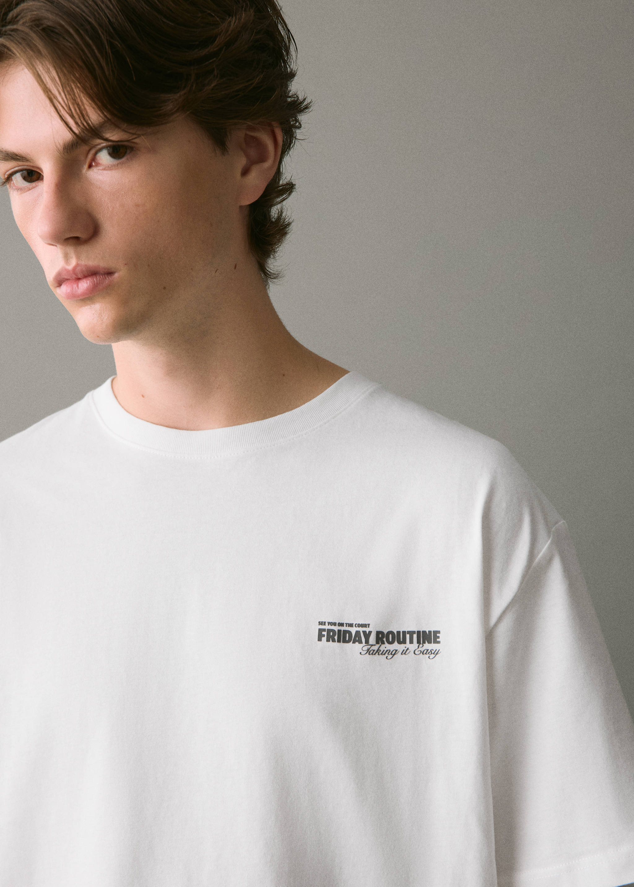 Хлопковая футболка с принтом - Деталь изделия 1