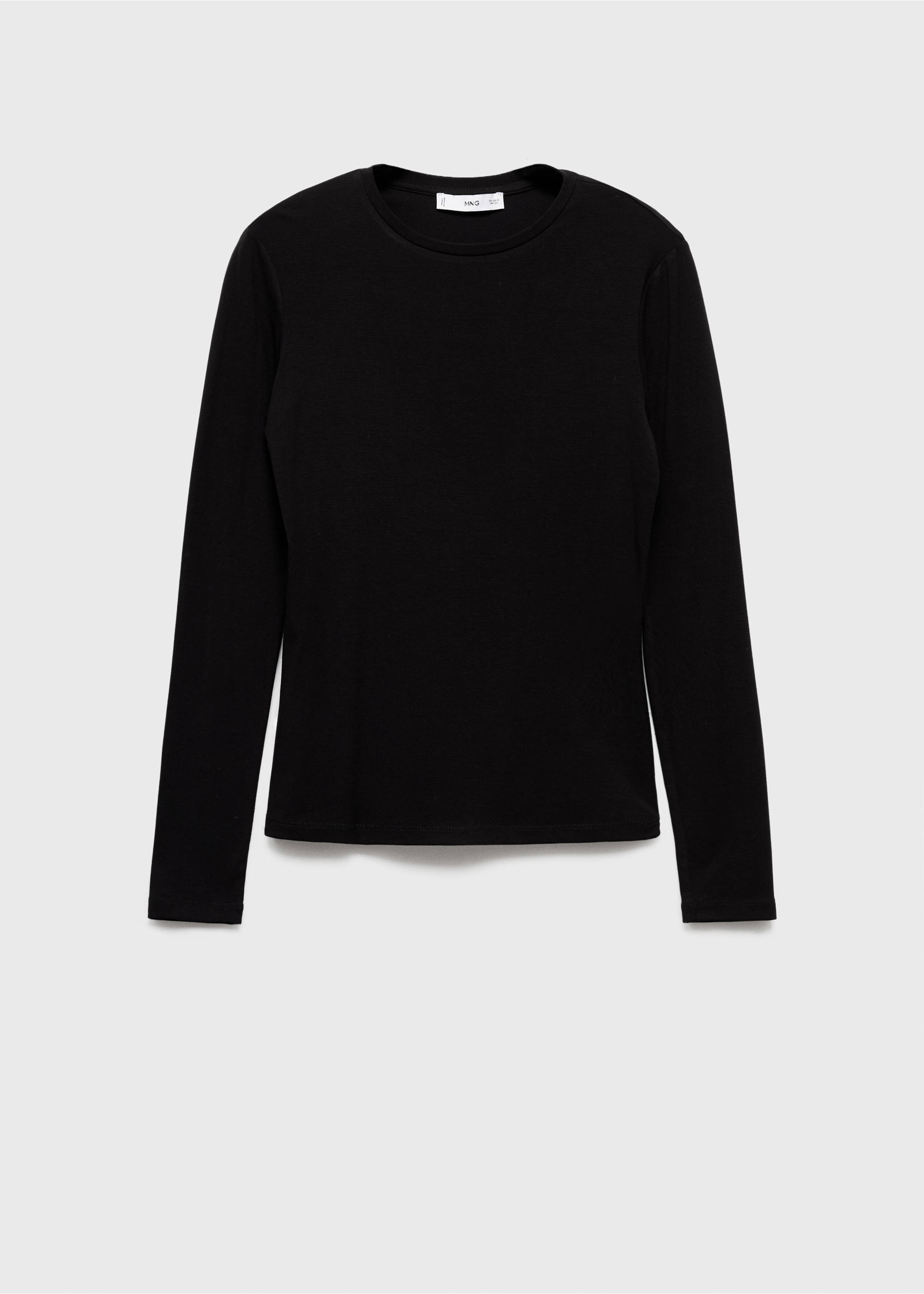 Round-neck long-sleeved t-shirt - Article without model, Black. Ref: 17065813-00.