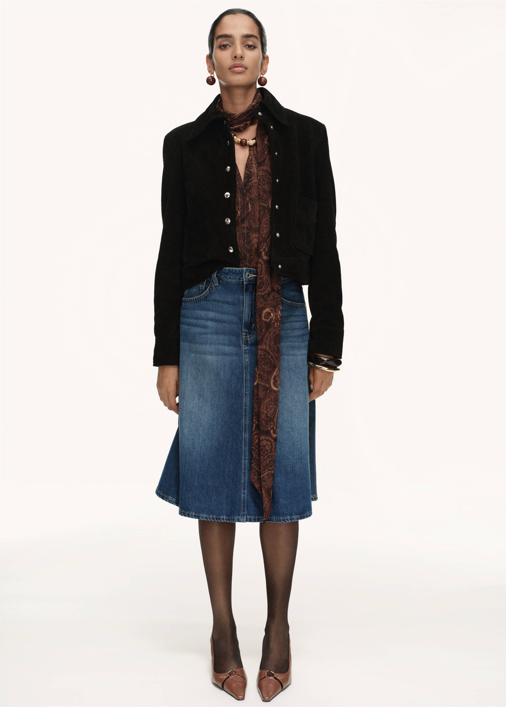 Falda midi denim - Plano general