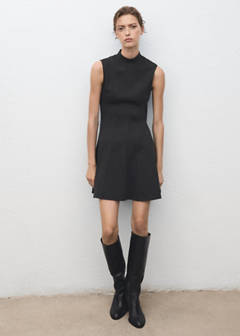 Dress with perkins collar and stitching detail — Grey 2