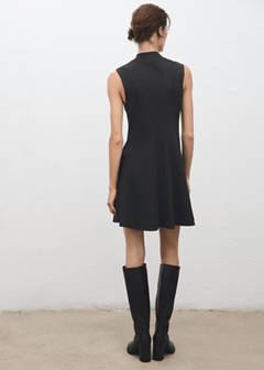 Dress with perkins collar and stitching detail — Grey 3