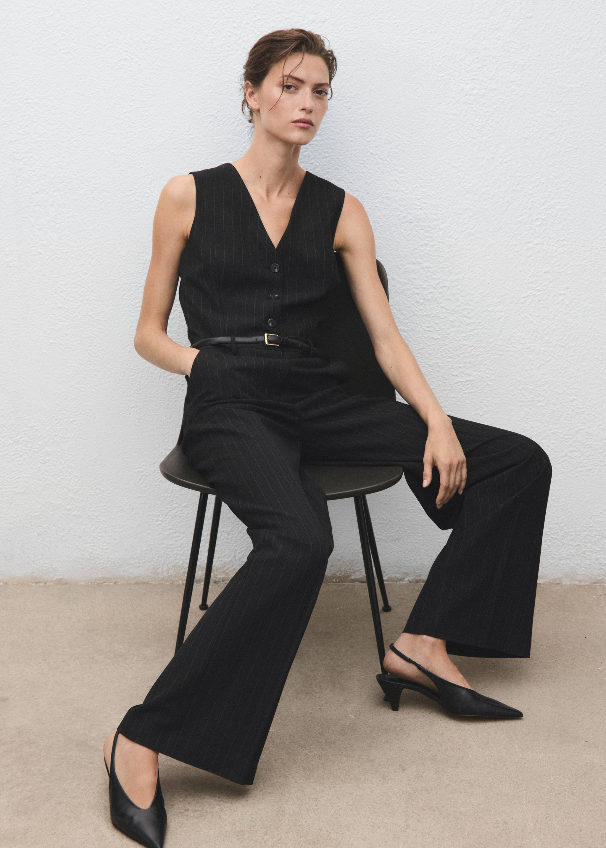 Pinstripe jumpsuit with belt - Details of the article 6
