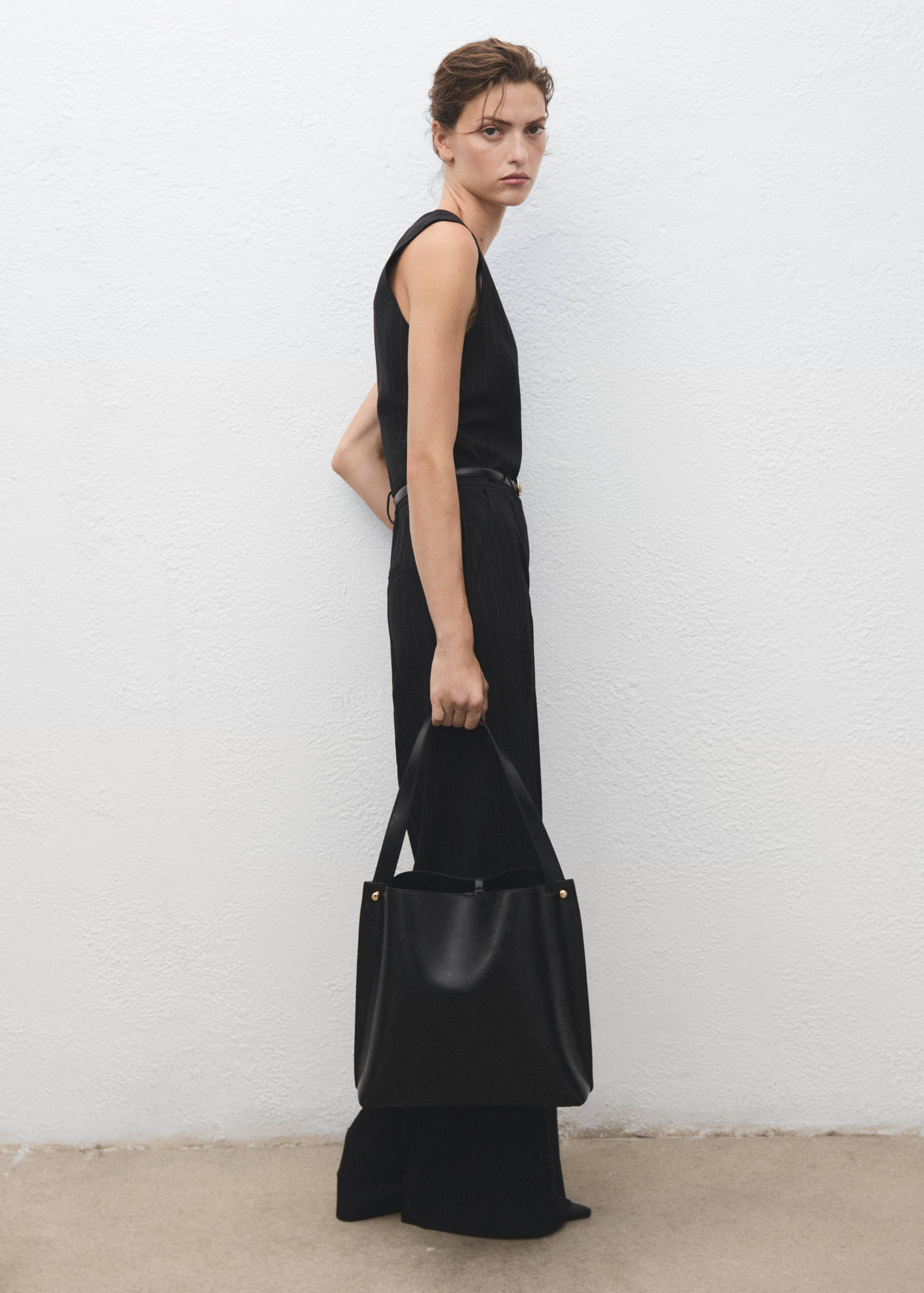 Pinstripe jumpsuit with belt - Details of the article 2