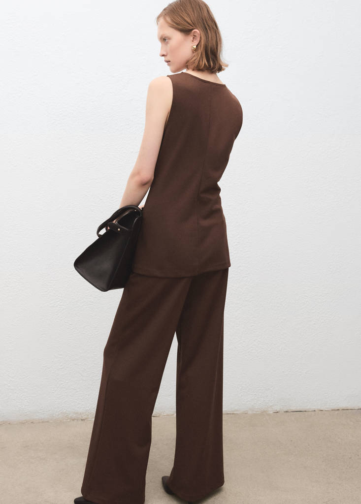Sleeveless top with stitching detail — Medium Brown