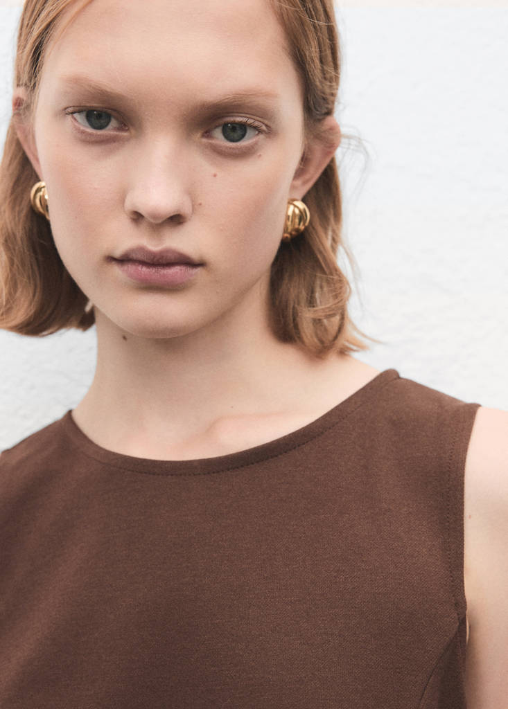 Sleeveless top with stitching detail — Medium Brown