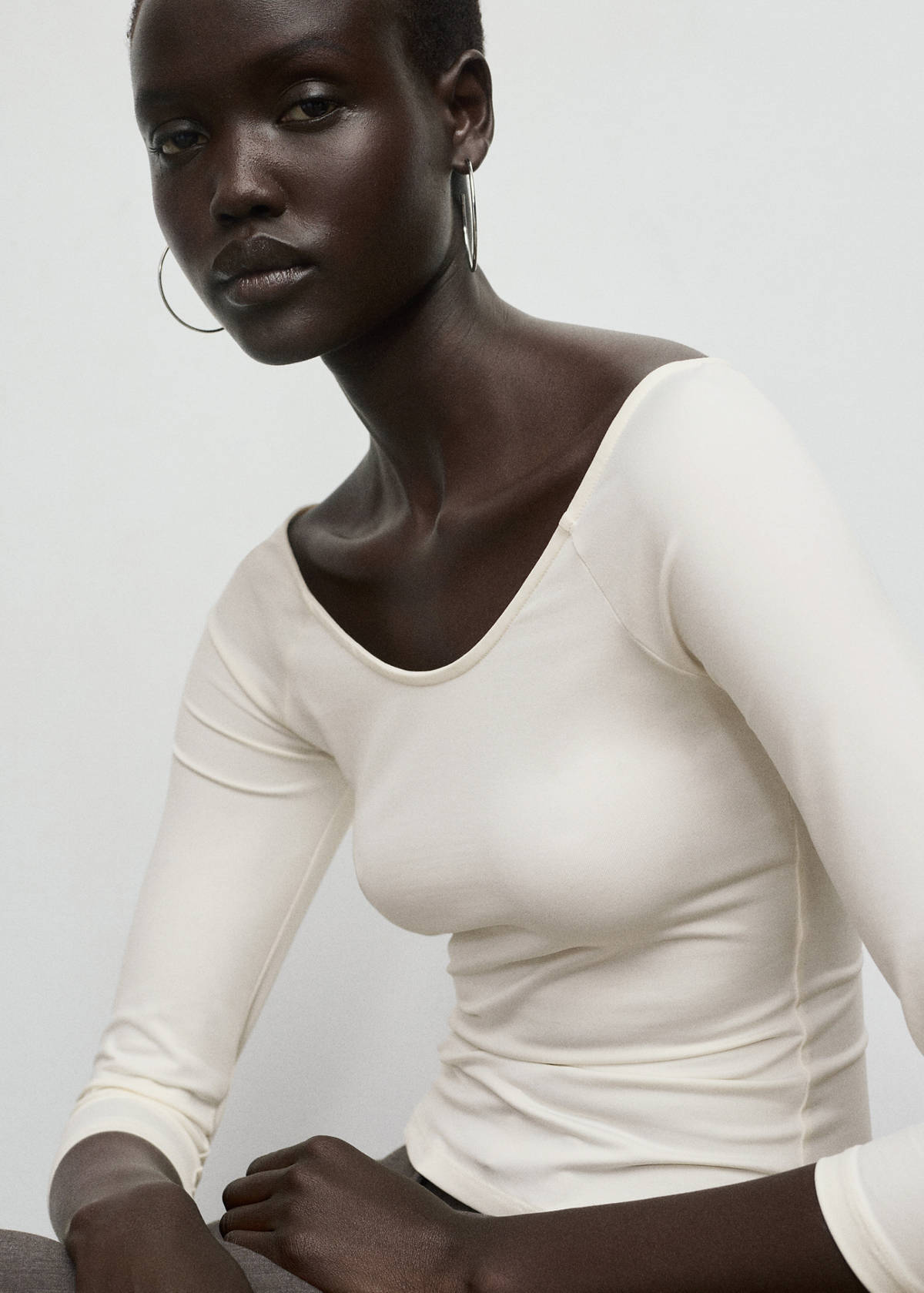 Three-quarter sleeve t-shirt — Ecru