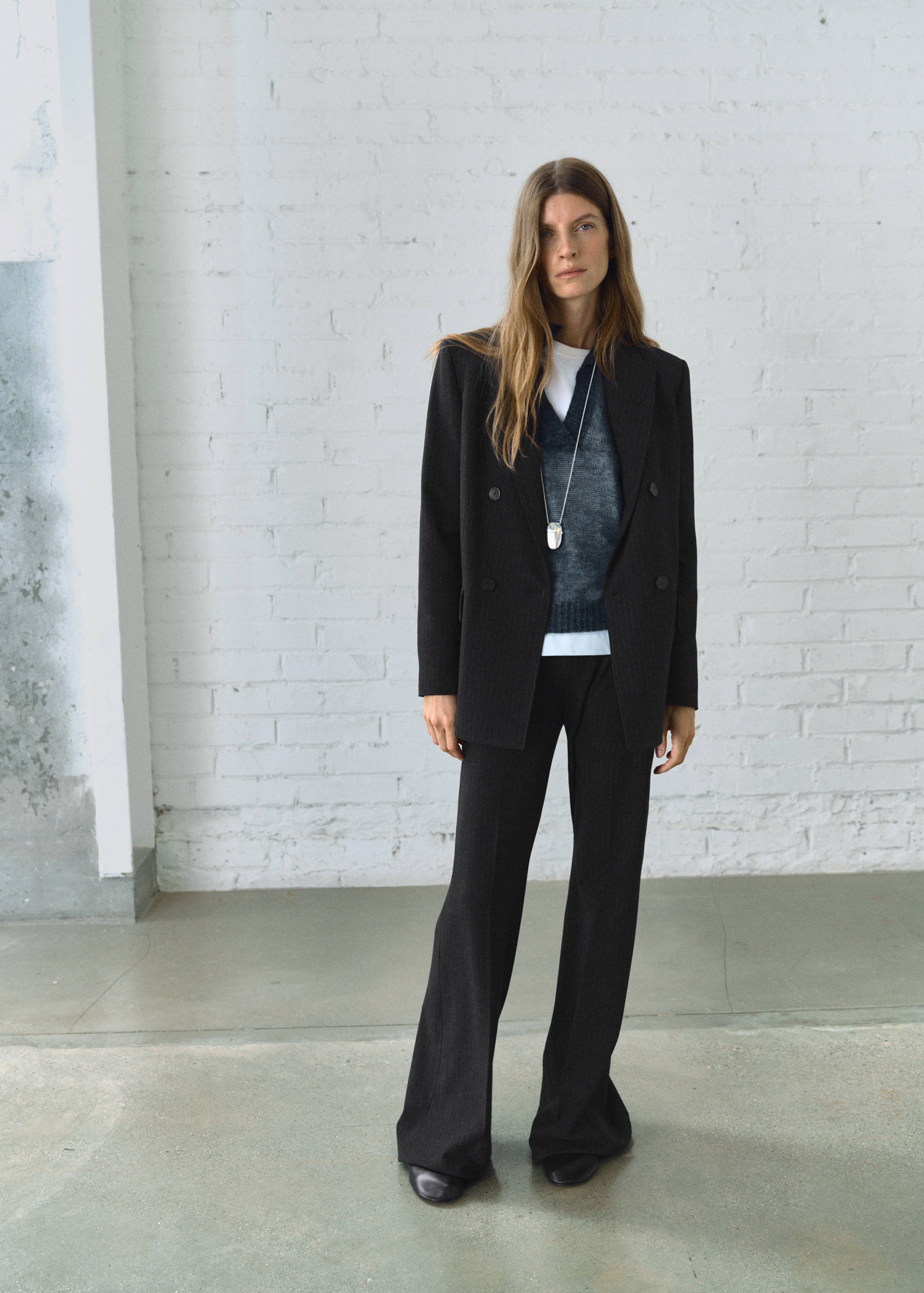 Pinstripe suit blazer - General plane