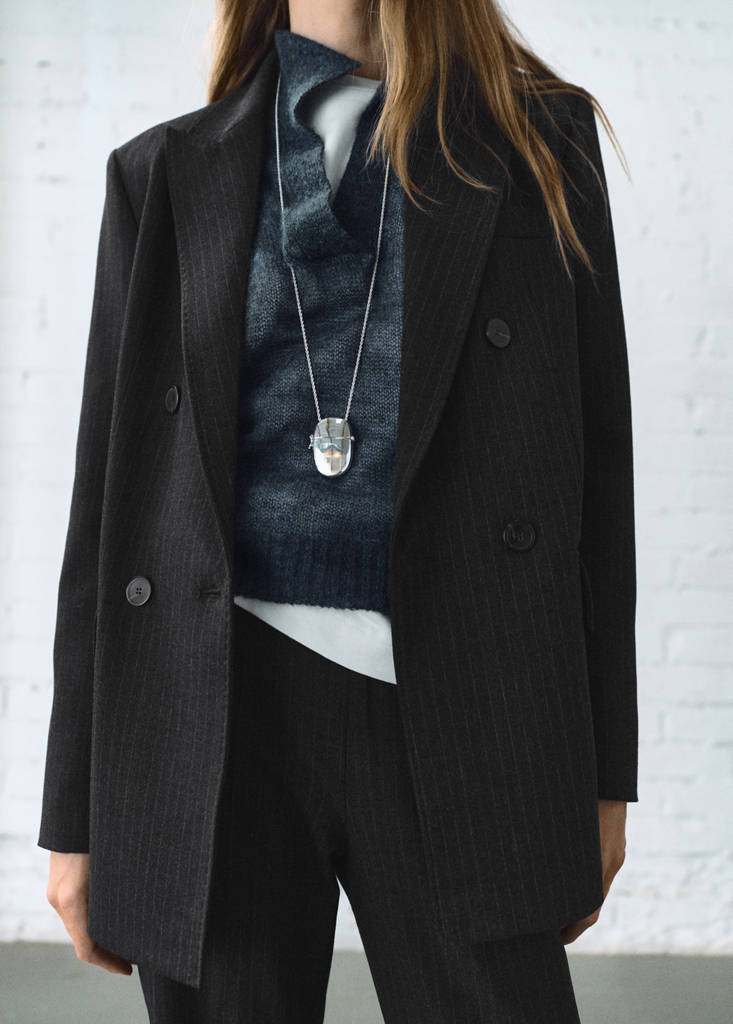 Pinstripe suit blazer