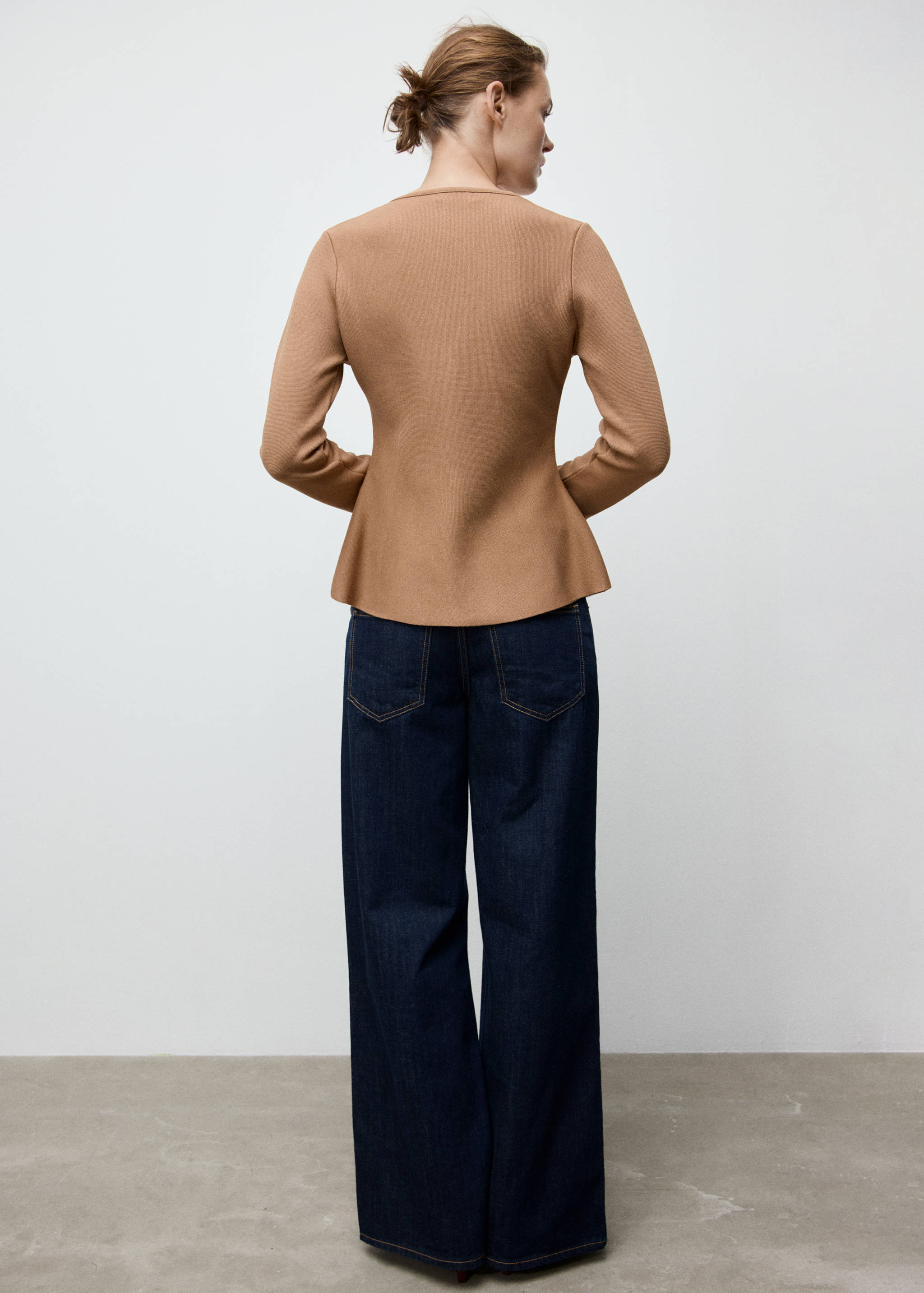 Fitted knitted jacket with buttons - Reverse of the article