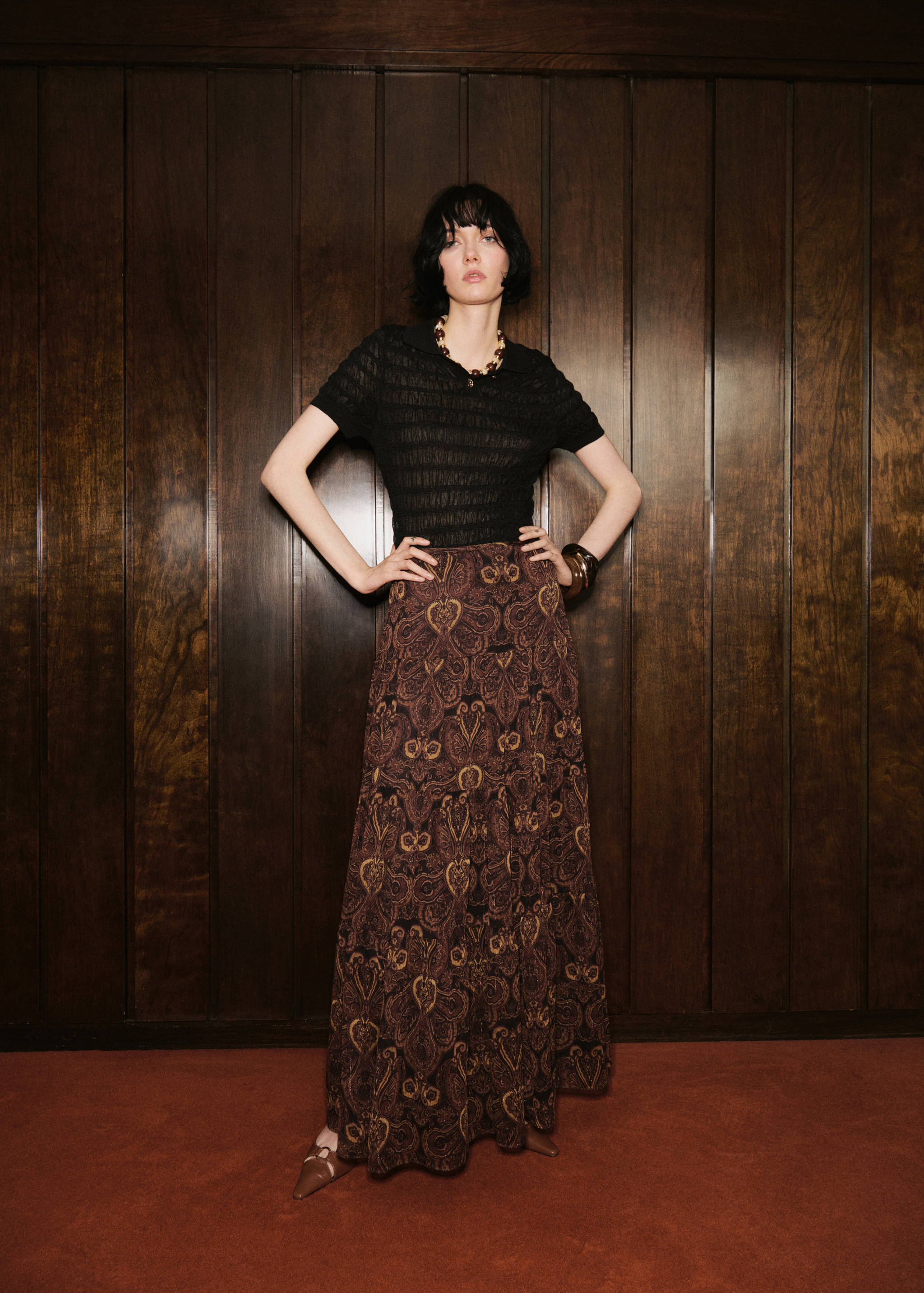 Polo-neck textured sweater - General plane