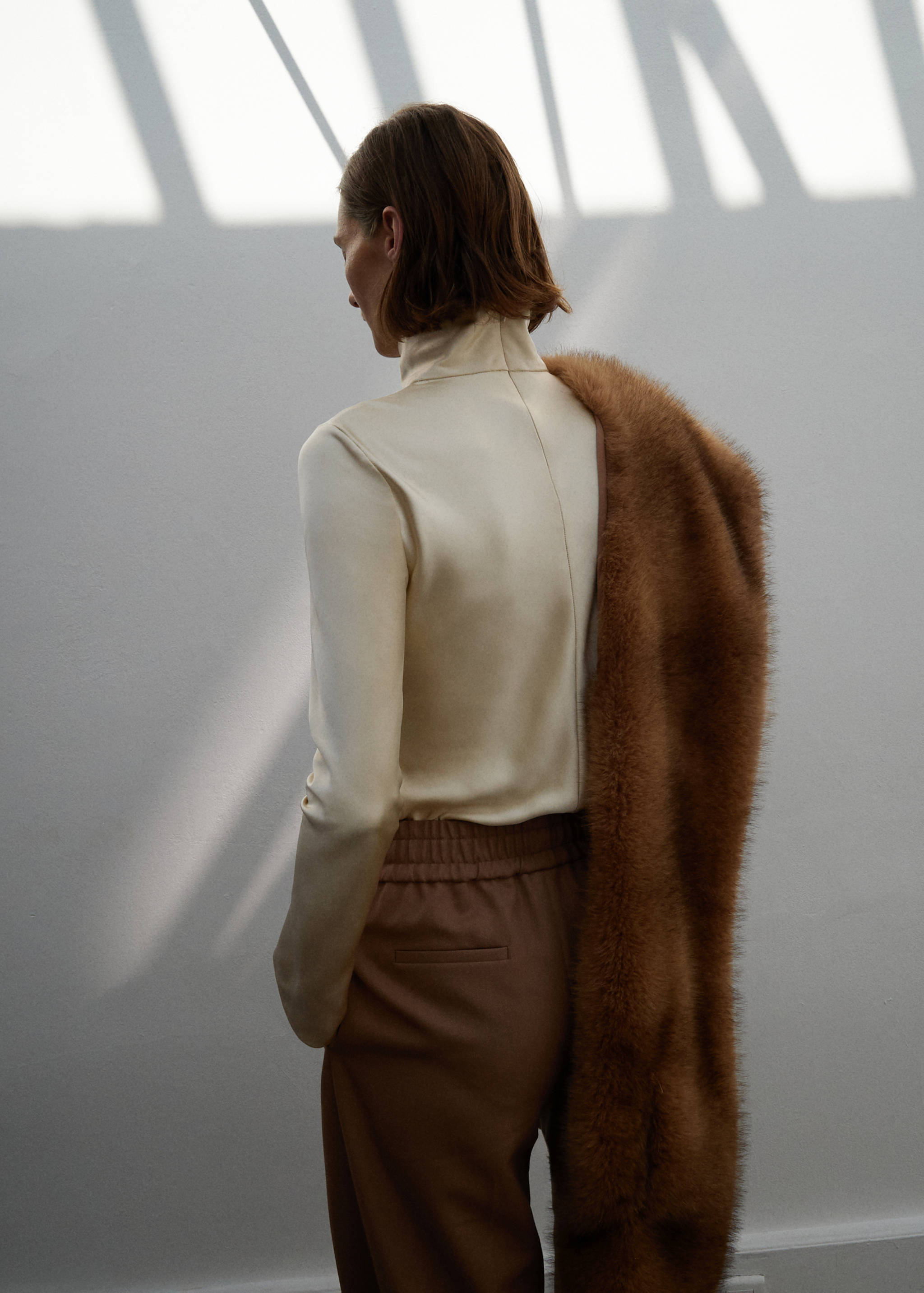 High-neck satin blouse - Reverse of the article