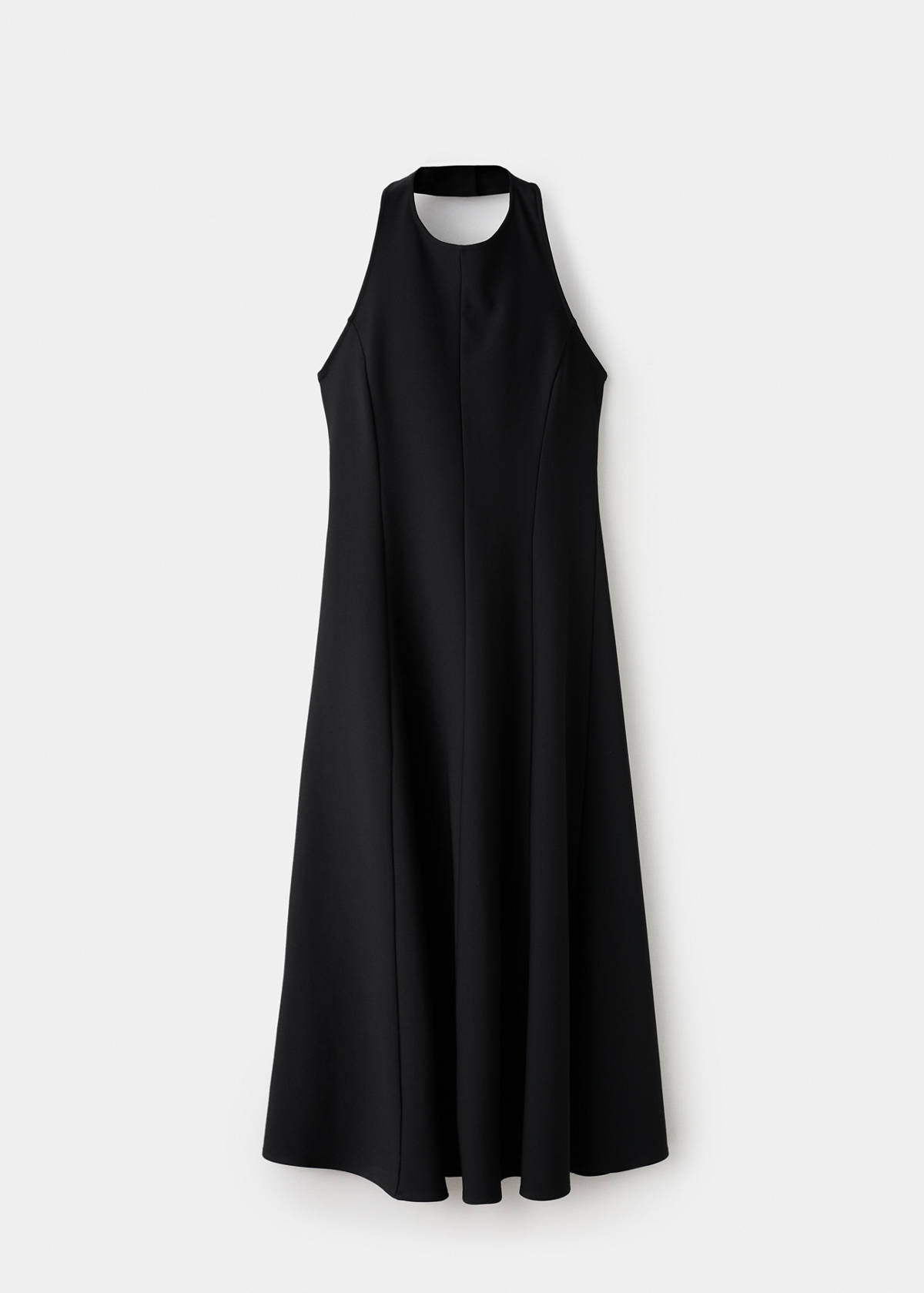 Halter-neck pleated dress — Black