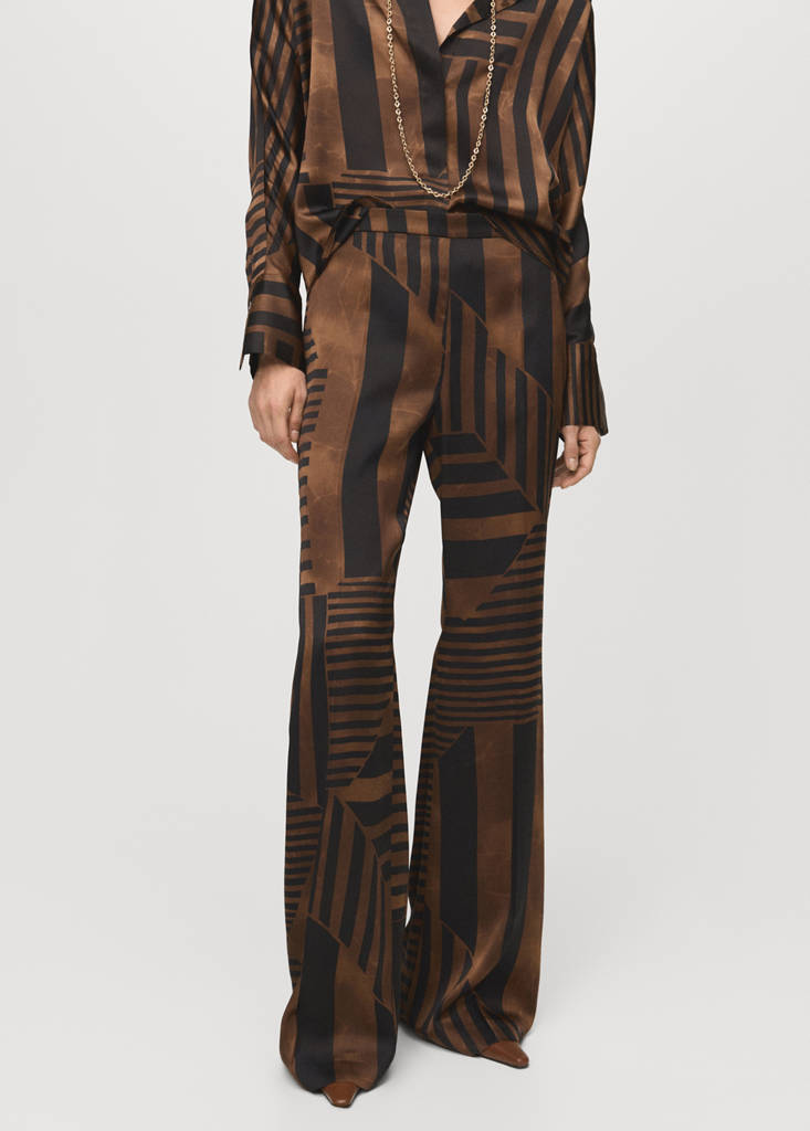 Satin striped trousers — Brown