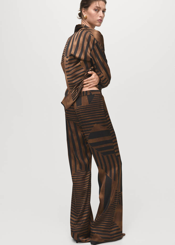 Satin striped trousers — Brown