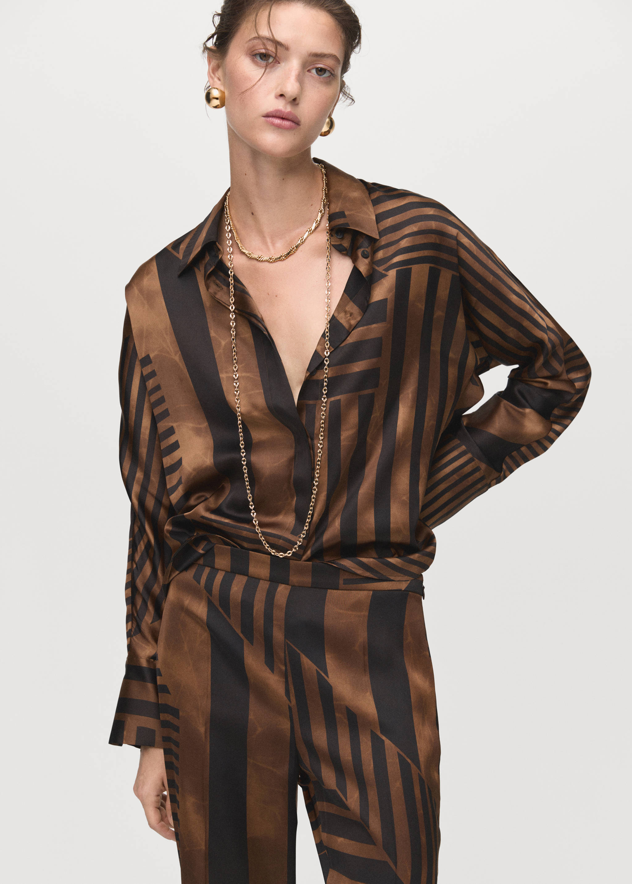 Satin striped trousers - Details of the article 1