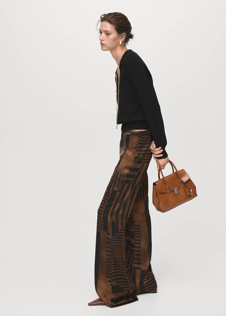 Satin striped trousers — Brown