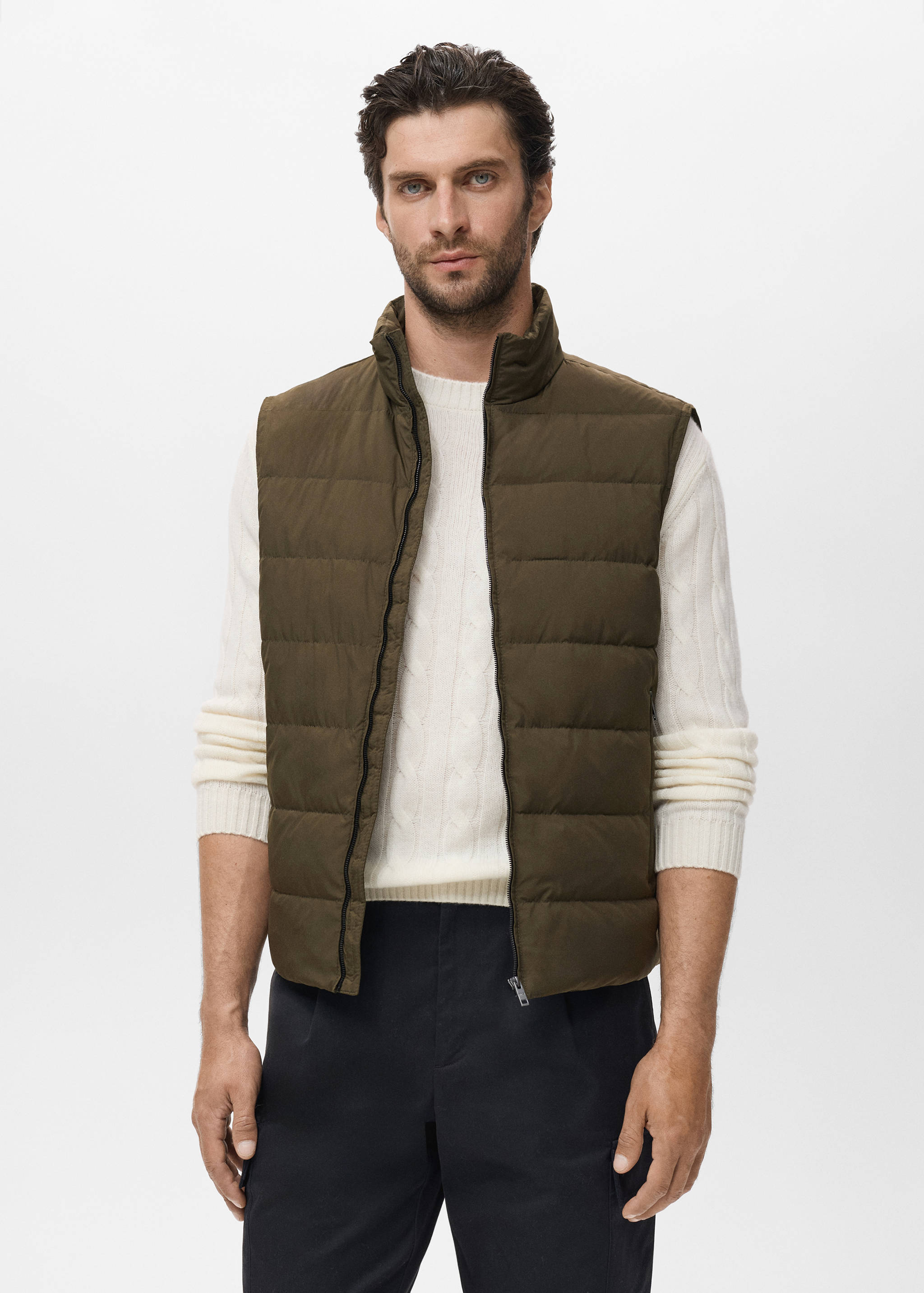Packable down and feather padded gilet - Medium plane