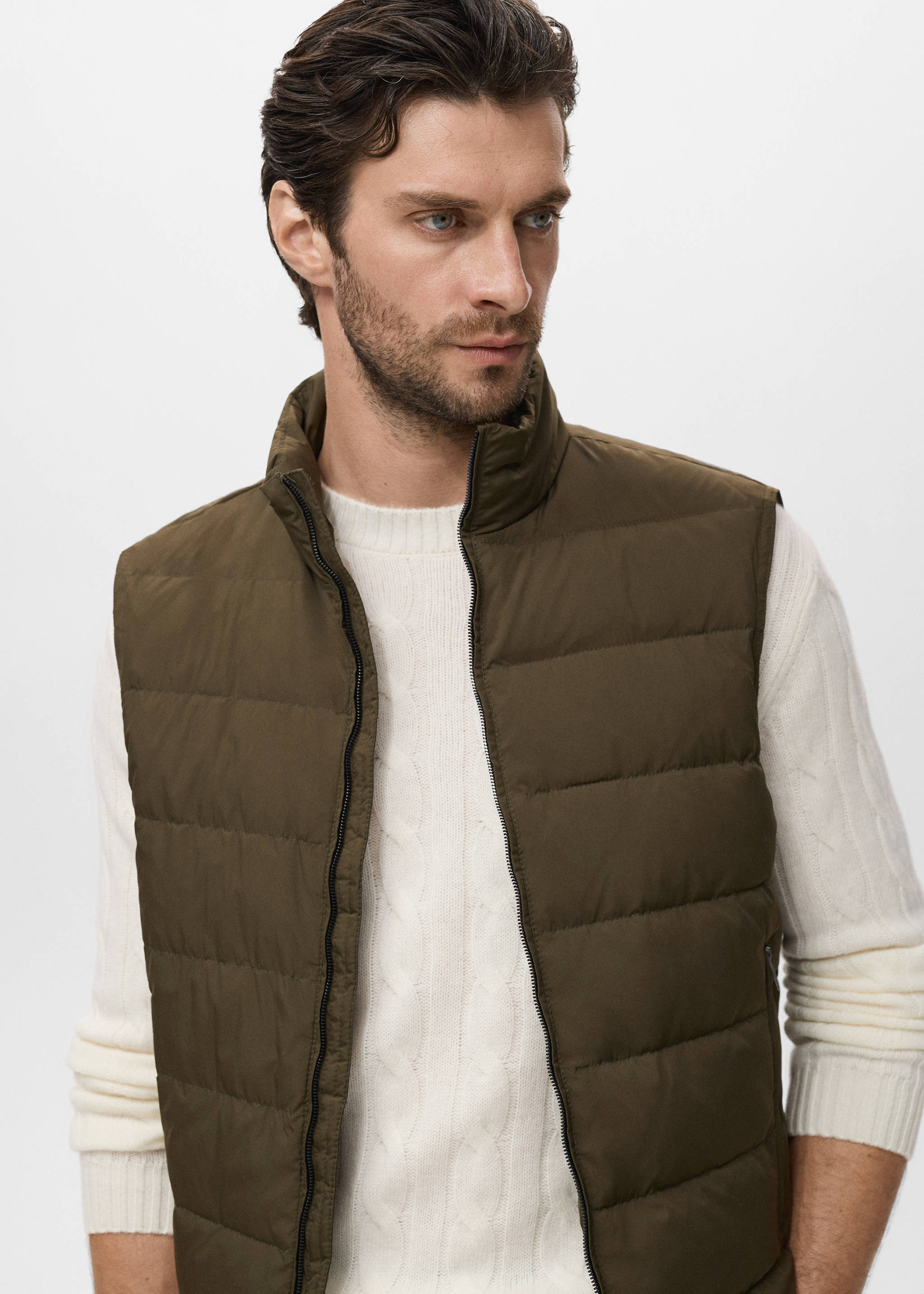 Packable down and feather padded gilet - Details of the article 1