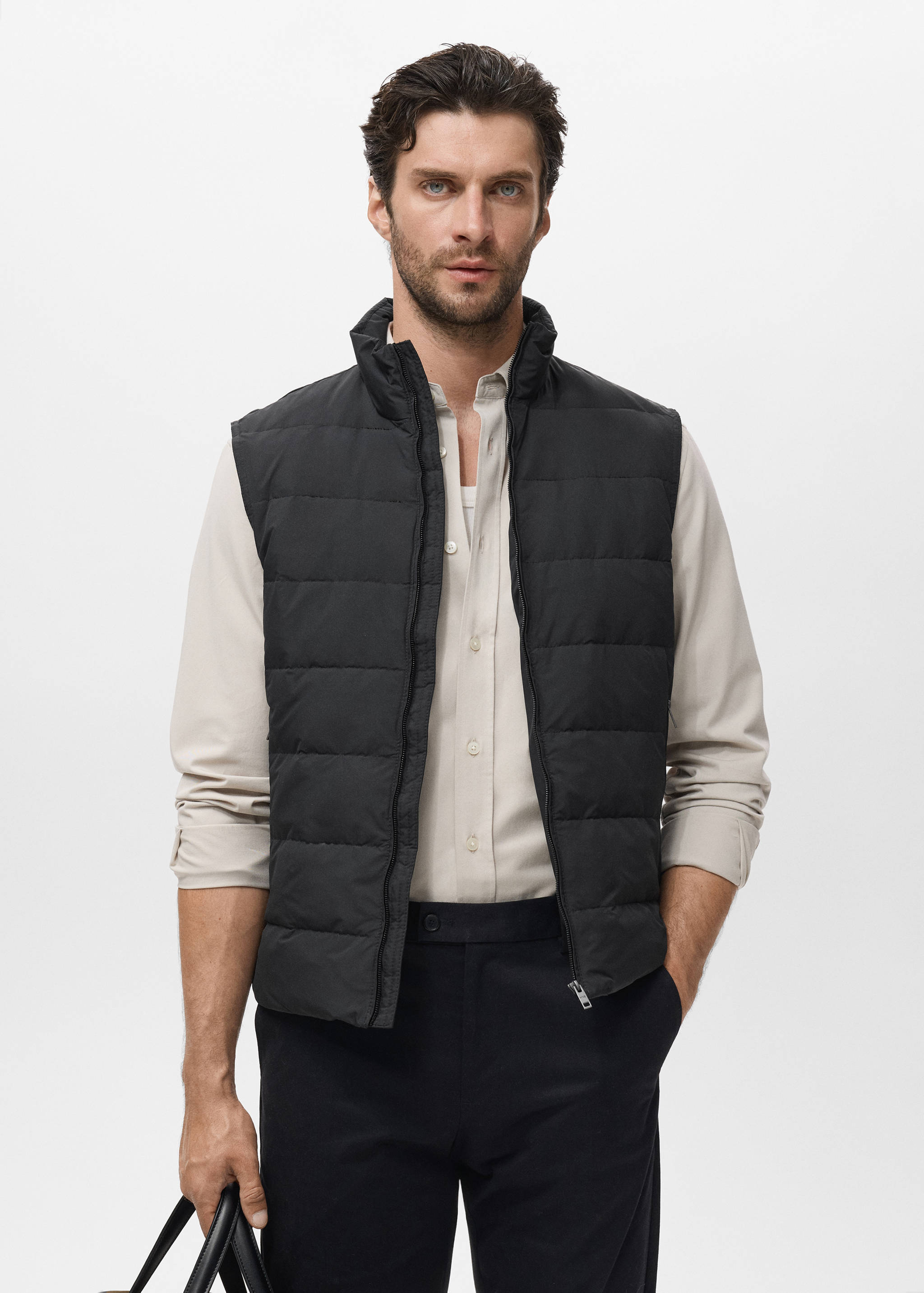 Packable down and feather padded gilet - Medium plane