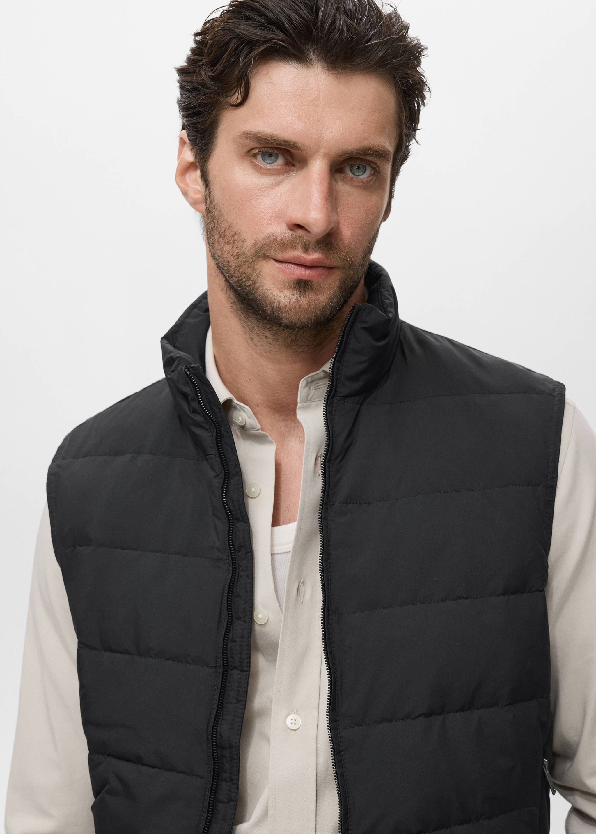 Packable down and feather padded gilet - Details of the article 1