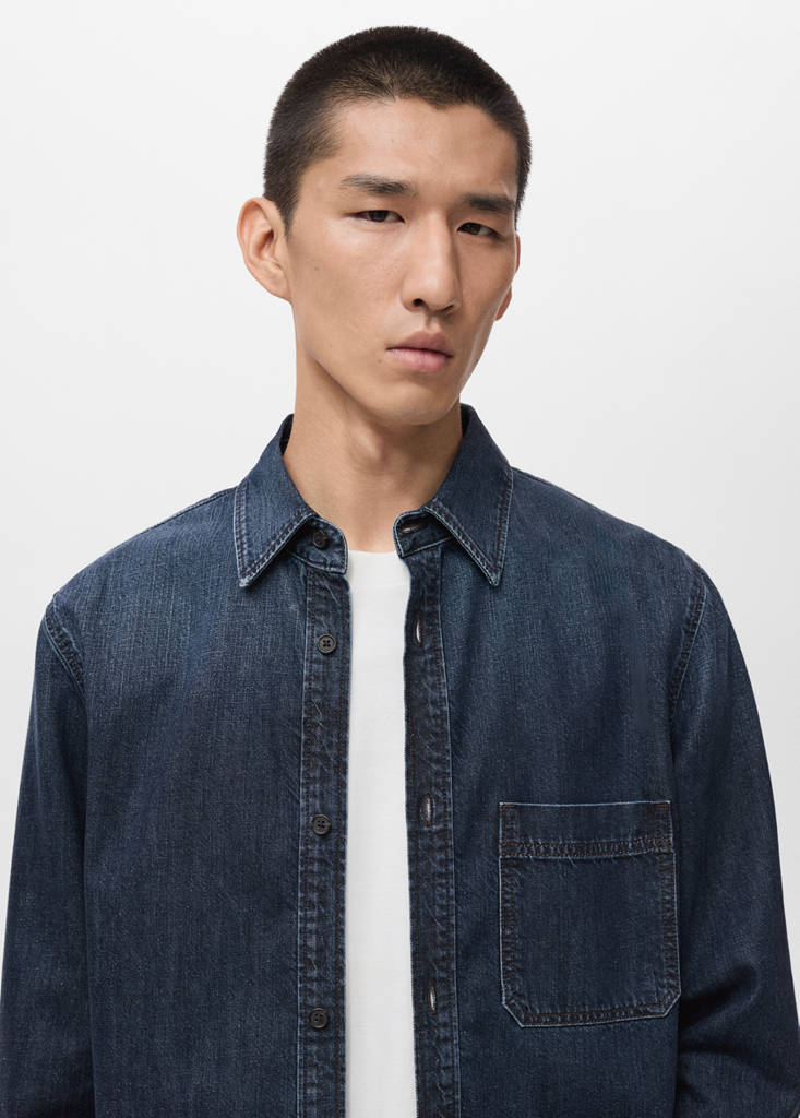 Pocket denim overshirt — Open Blue