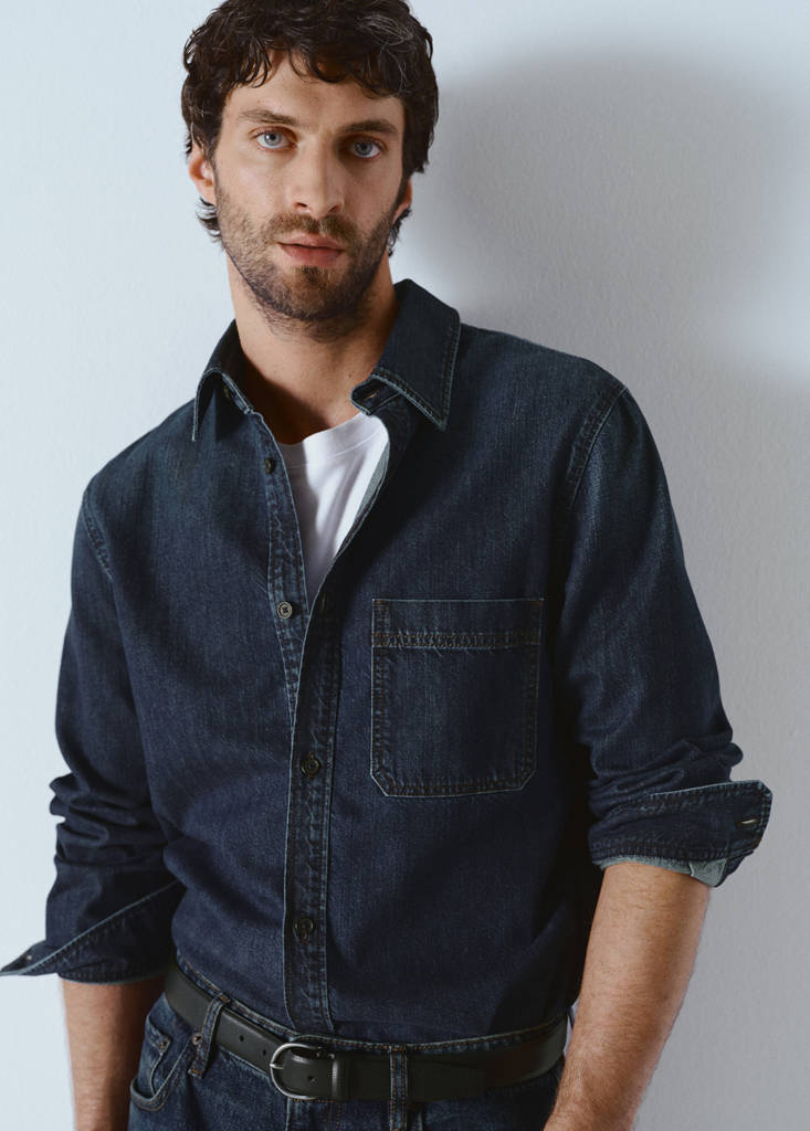 Pocket denim overshirt — Open Blue