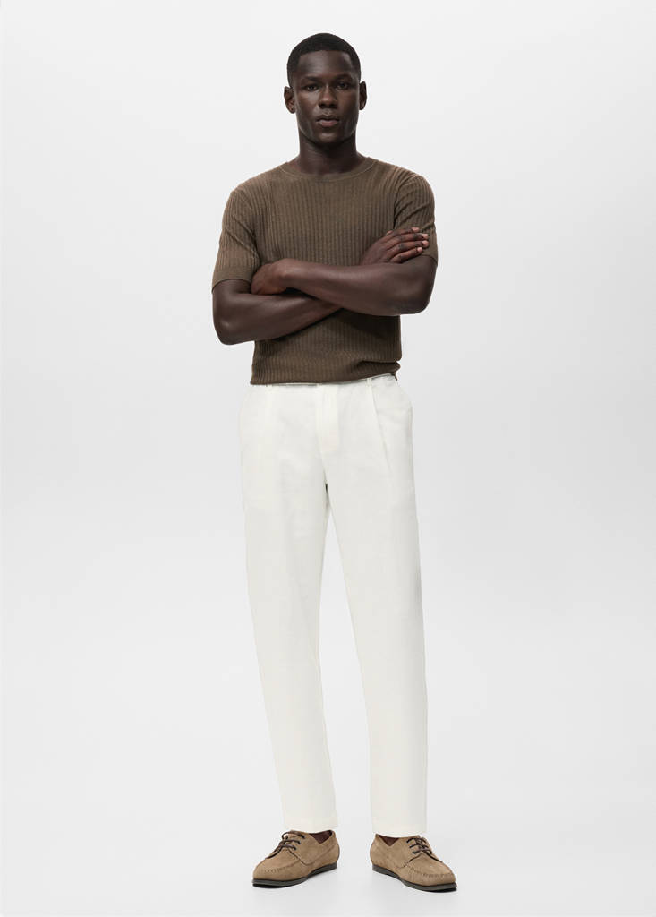Slim-fit trousers with drawstring — White