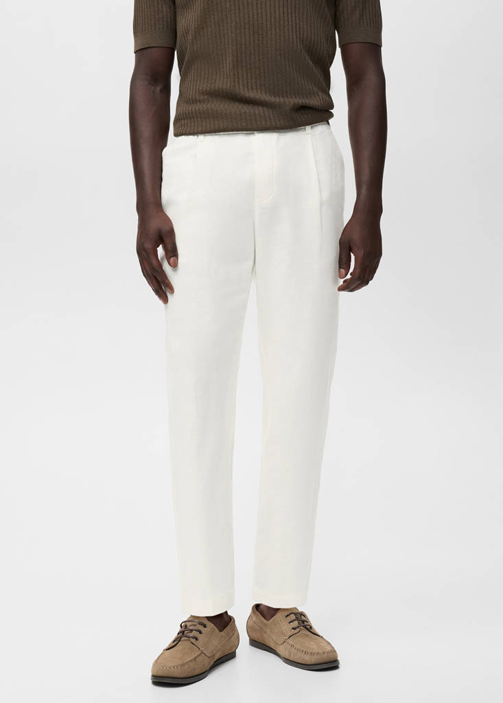 Slim-fit trousers with drawstring — White