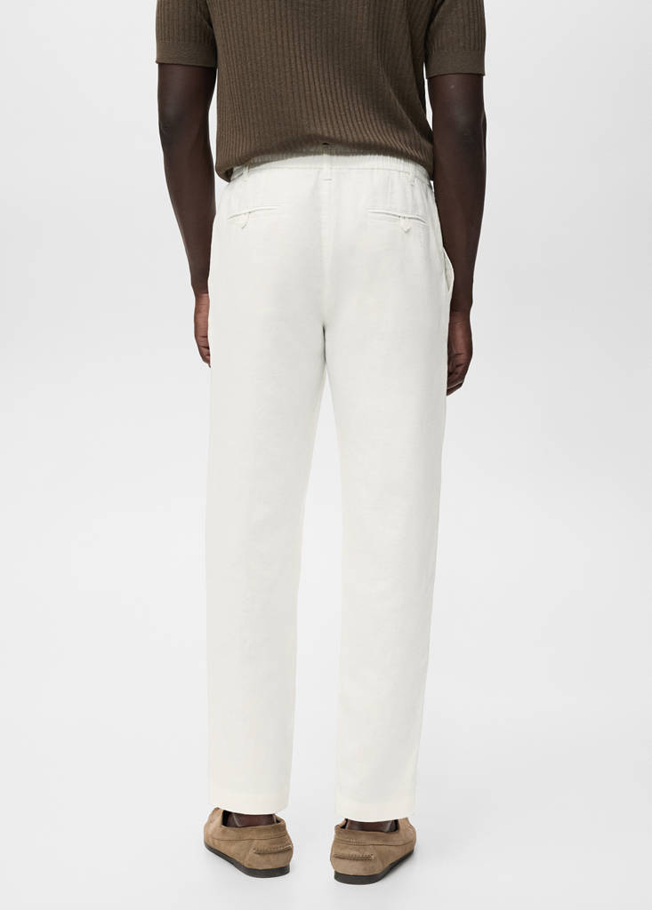 Slim-fit trousers with drawstring — White