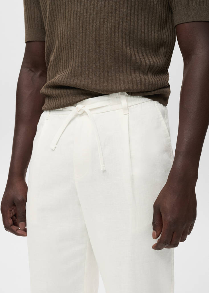 Slim-fit trousers with drawstring — White