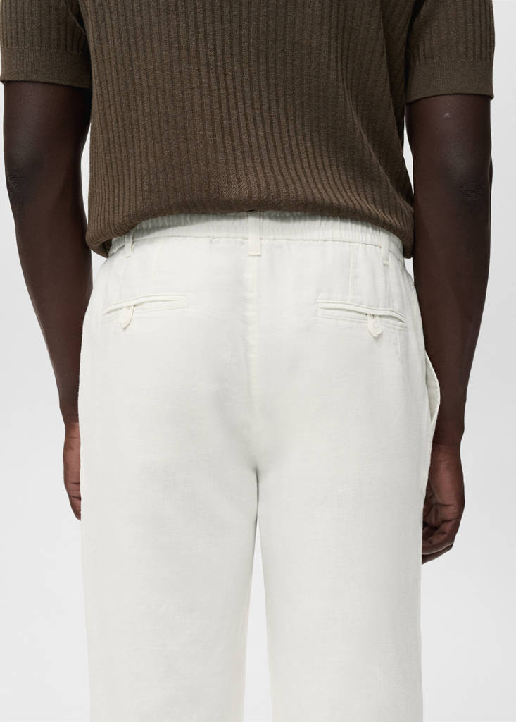 Slim-fit trousers with drawstring — White