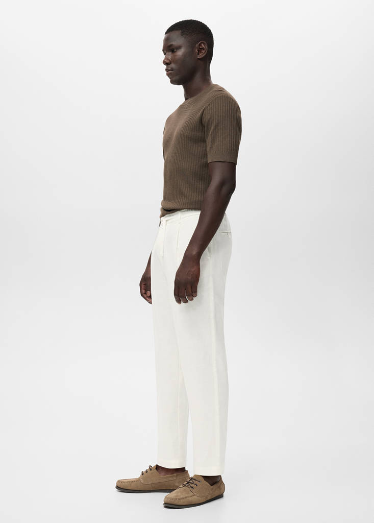 Slim-fit trousers with drawstring — White