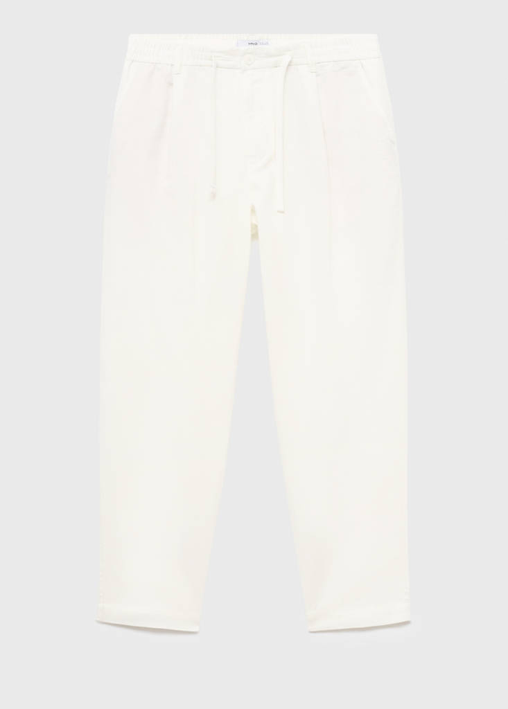 Slim-fit trousers with drawstring — White