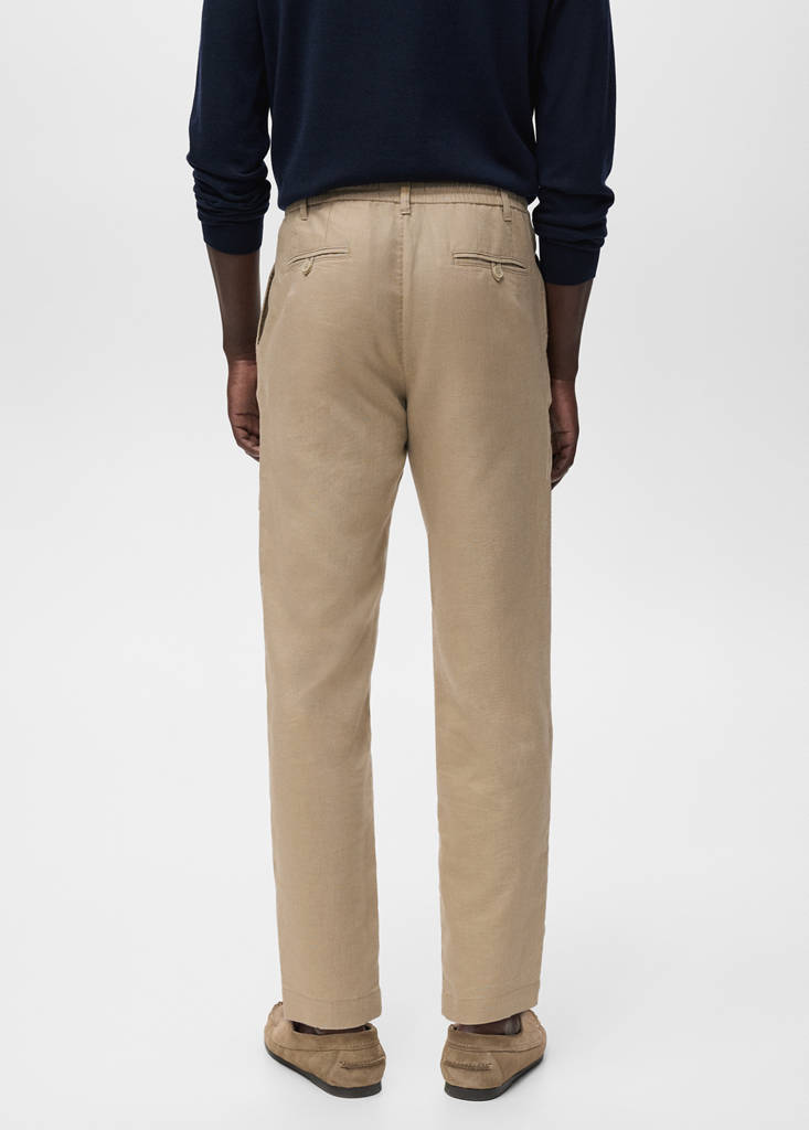 Slim-fit trousers with drawstring — Beige