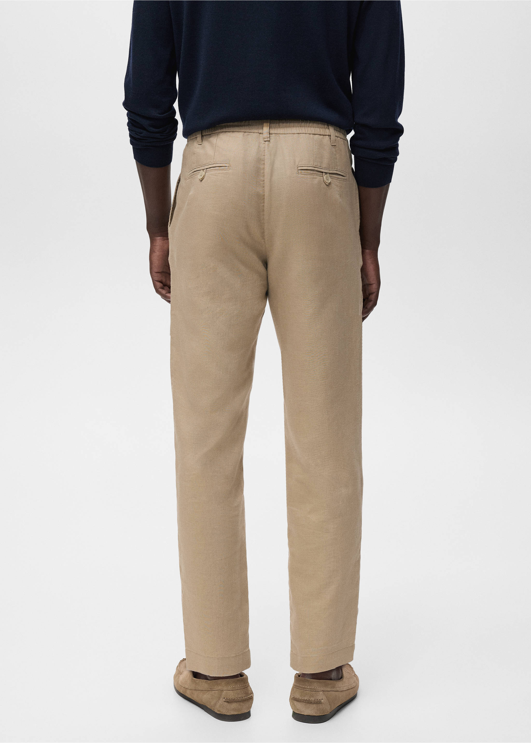 Slim-fit pants with drawstring - Reverse of the article, Beige. Ref: 17065975-00.