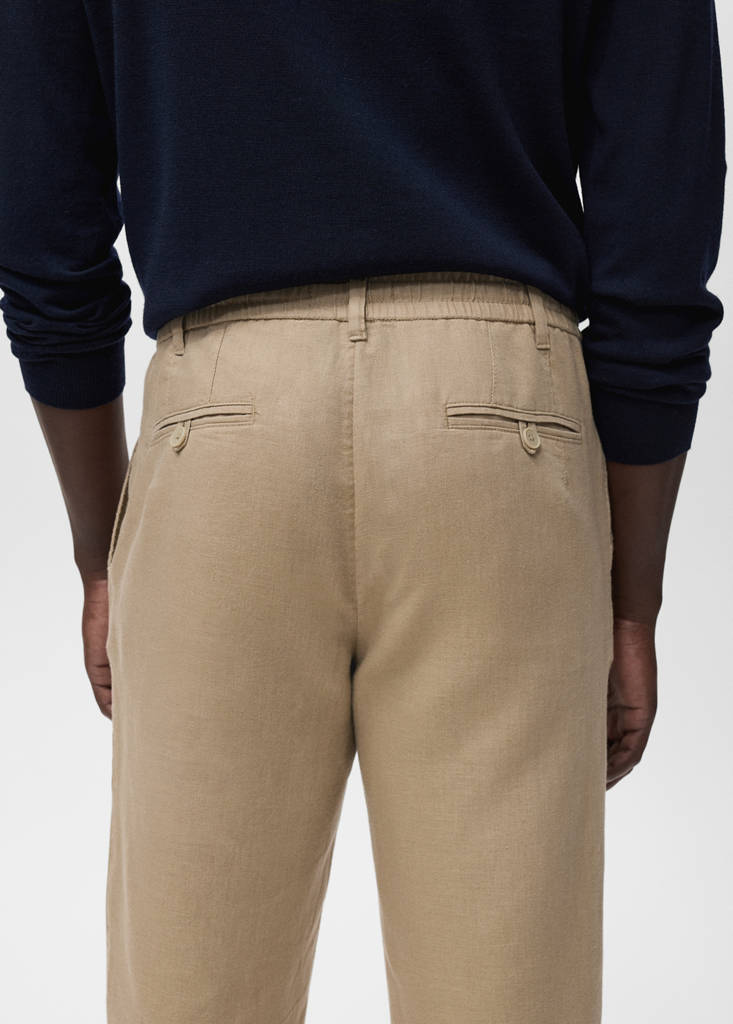 Slim-fit trousers with drawstring — Beige