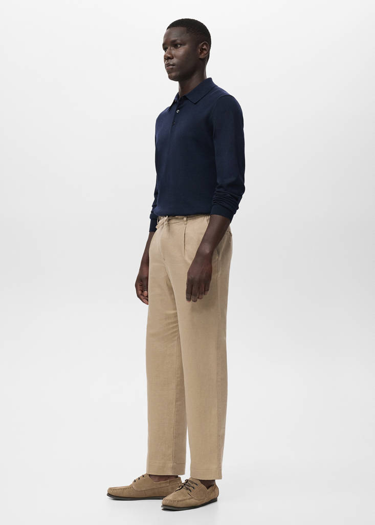 Slim-fit trousers with drawstring — Beige