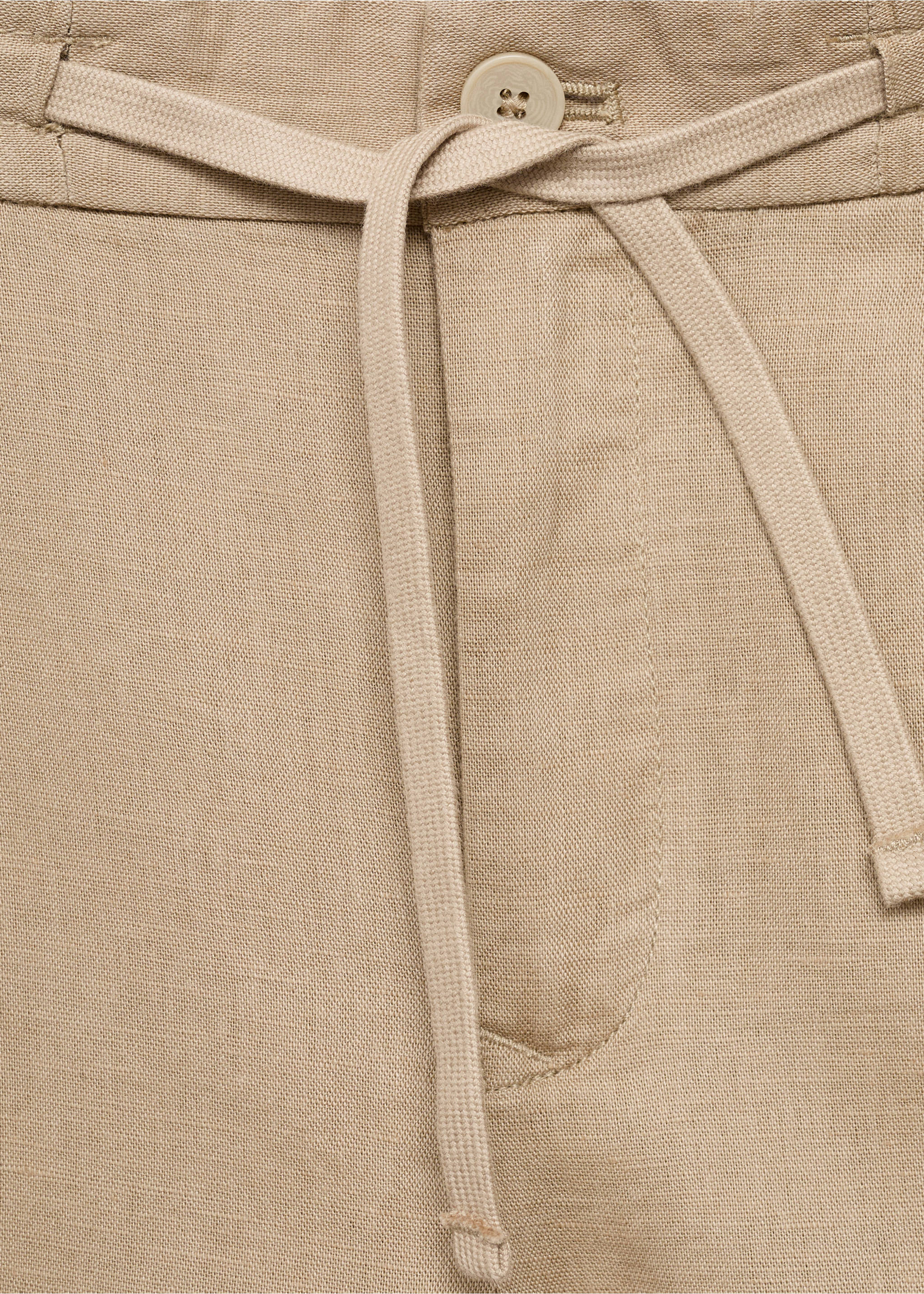 Slim-fit pants with drawstring - Details of the article 8, Beige. Ref: 17065975-00.