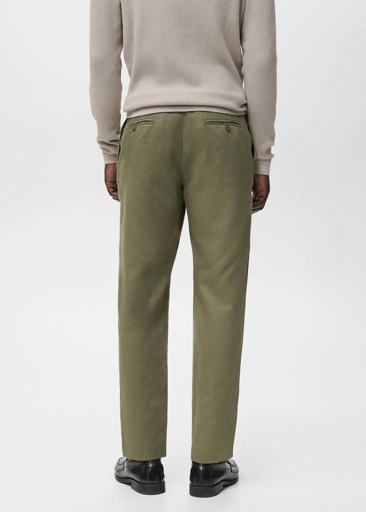 Slim-fit trousers with drawstring — Khaki