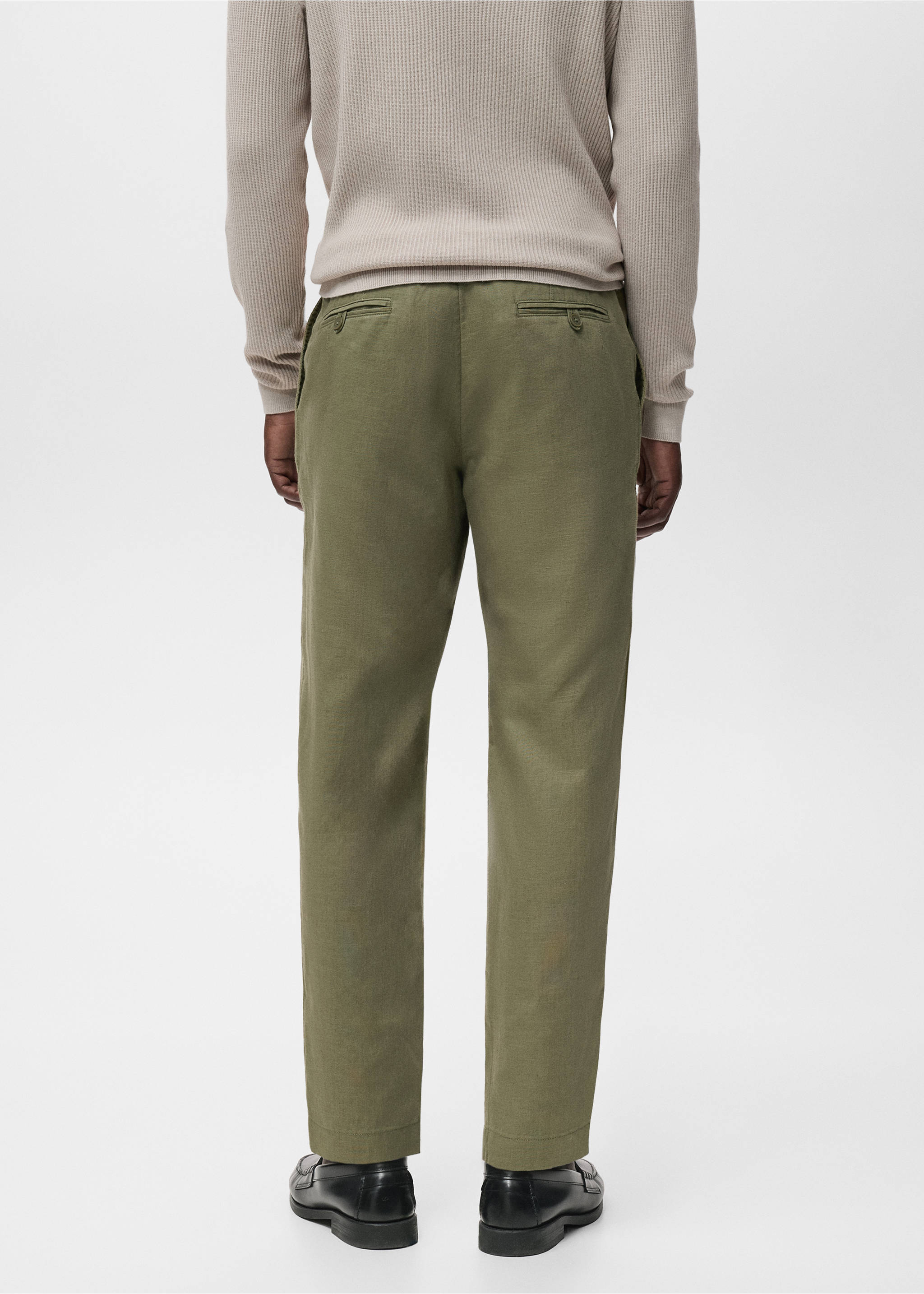Slim-fit pants with drawstring - Reverse of the article, Khaki. Ref: 17065975-00.