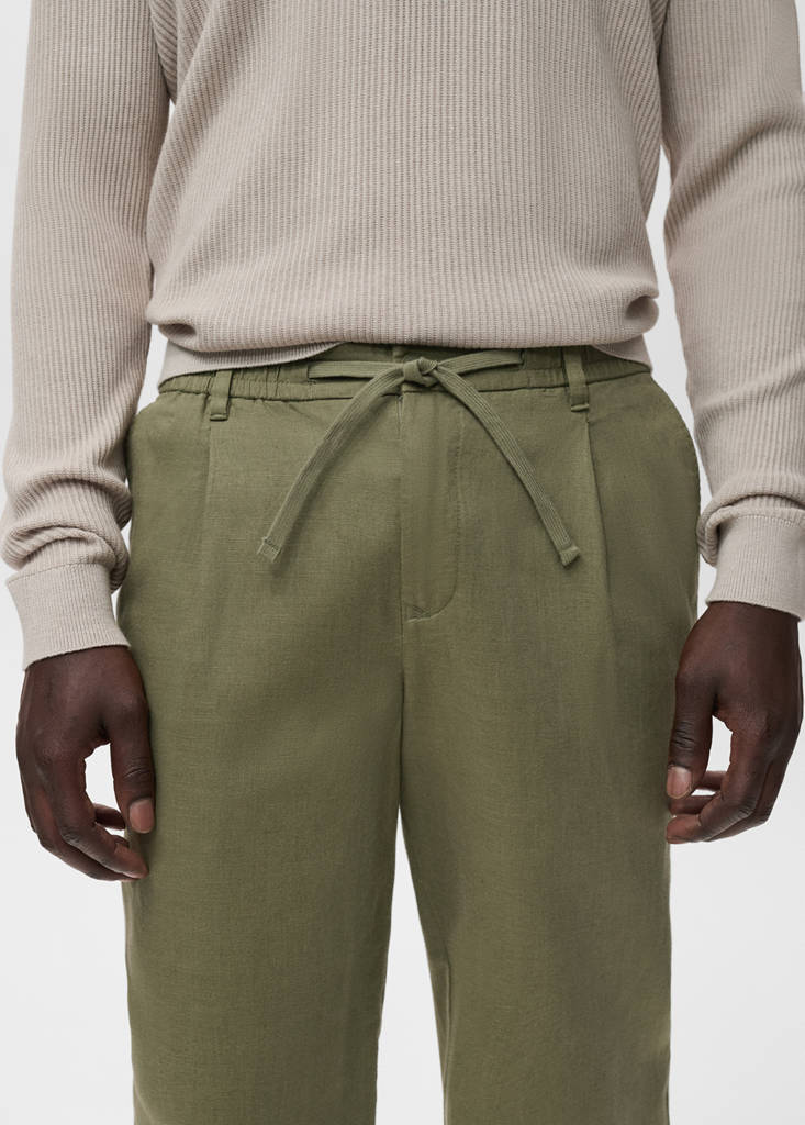Slim-fit trousers with drawstring — Khaki