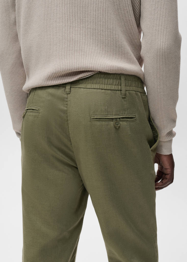 Slim-fit trousers with drawstring — Khaki