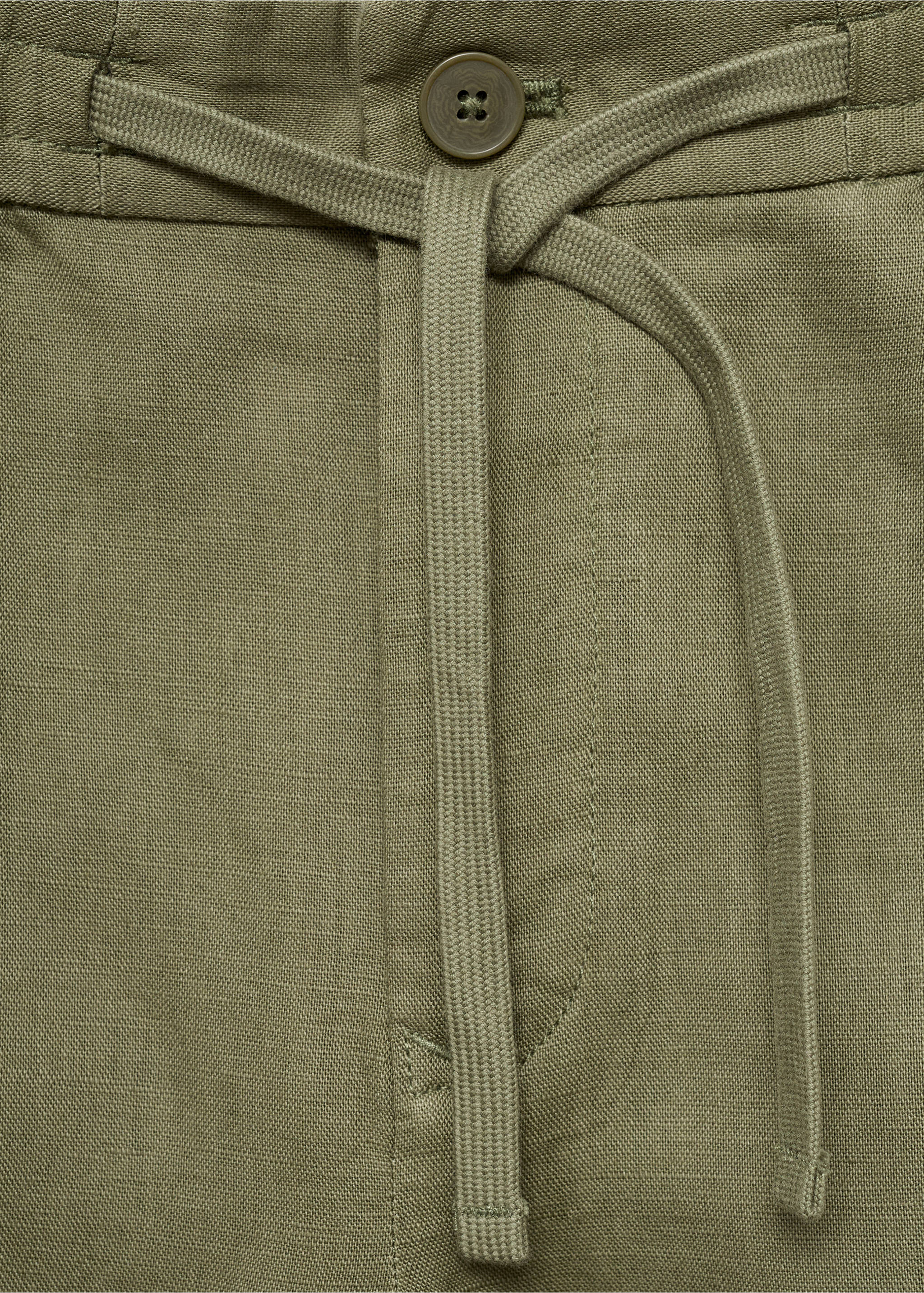 Slim-fit pants with drawstring - Details of the article 8, Khaki. Ref: 17065975-00.