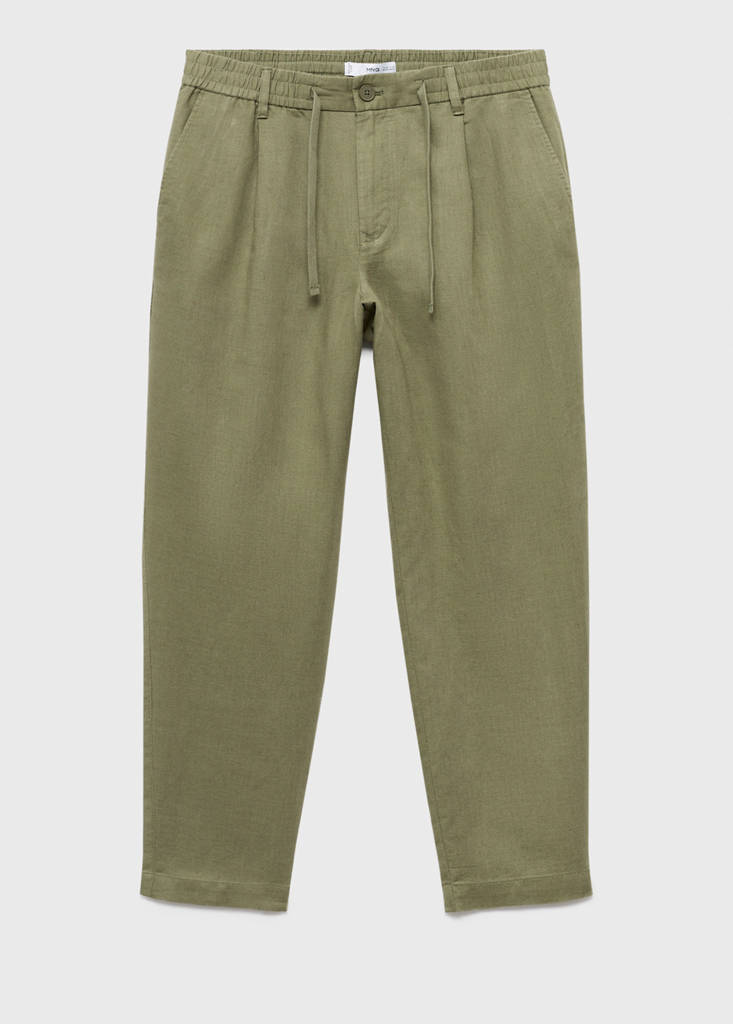 Slim-fit trousers with drawstring — Khaki