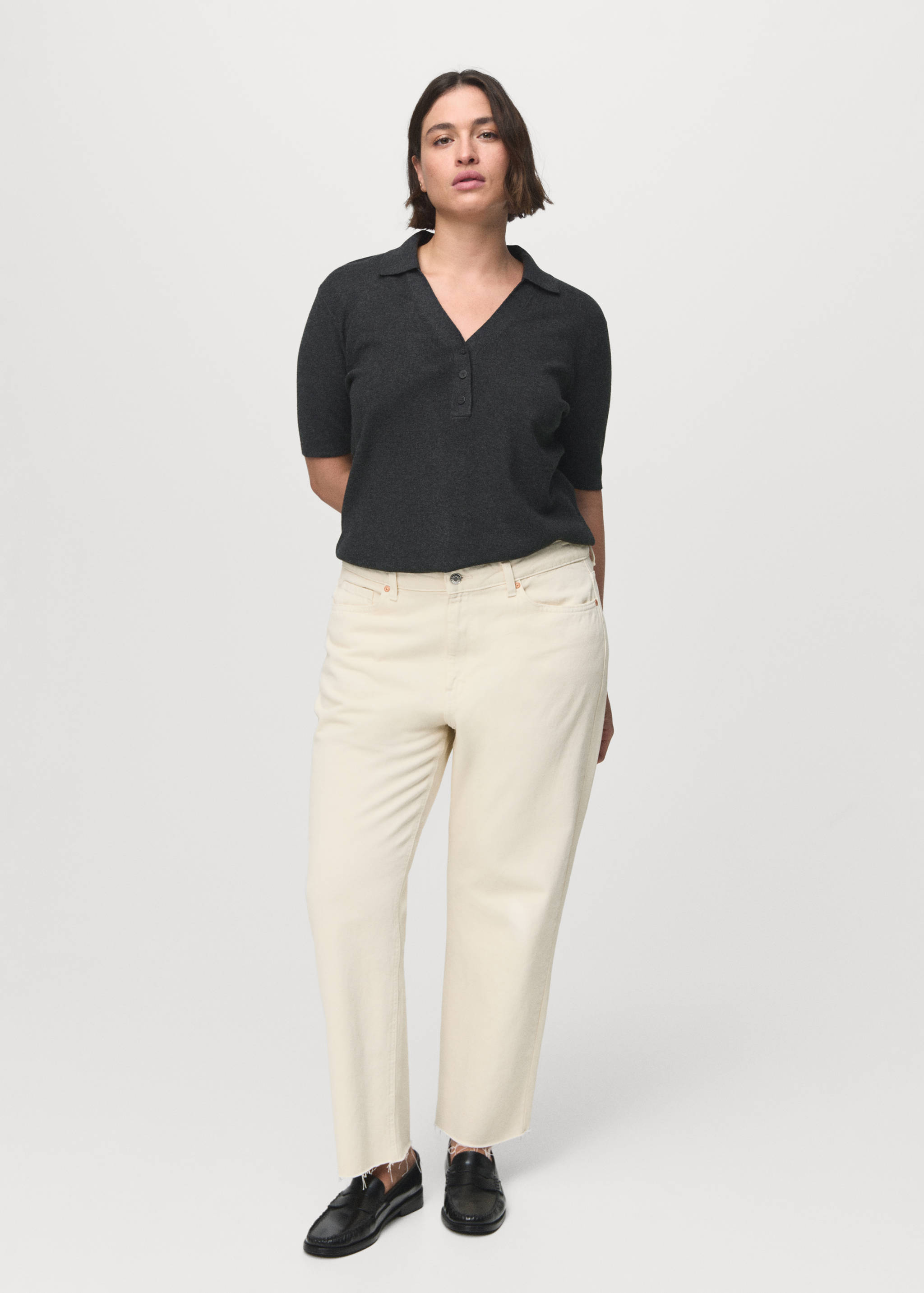 Svetr s košilovým límečkem z jemného úpletu - Detail zboží 3